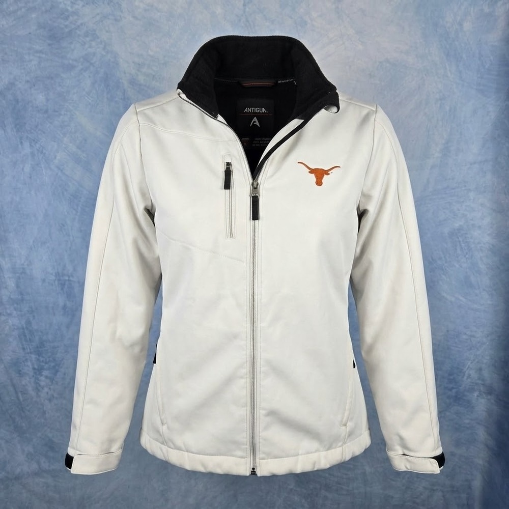 Antigua Texas Longhorns Womens Softshell Jacket White Full Zip Large NCAA UT